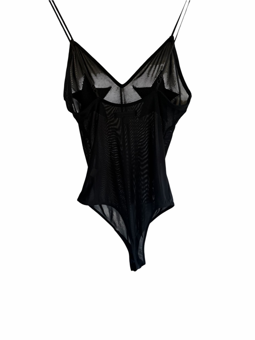 Kendall & Kylie Black Sheer Mesh Bodysuit with Spaghetti Straps